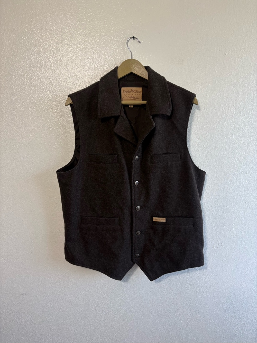 Vintage Powder River Panhandle Slim Men’s Medium Brown Wool Button Up Vest